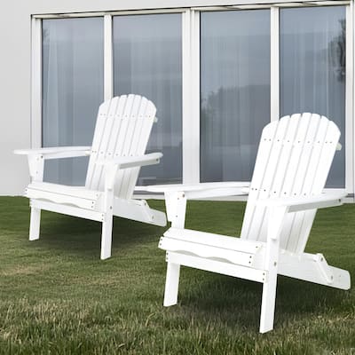Wood Lounge Patio Chair for Garden Outdoor Wooden Folding Embossed Adirondack Chair Set of 2