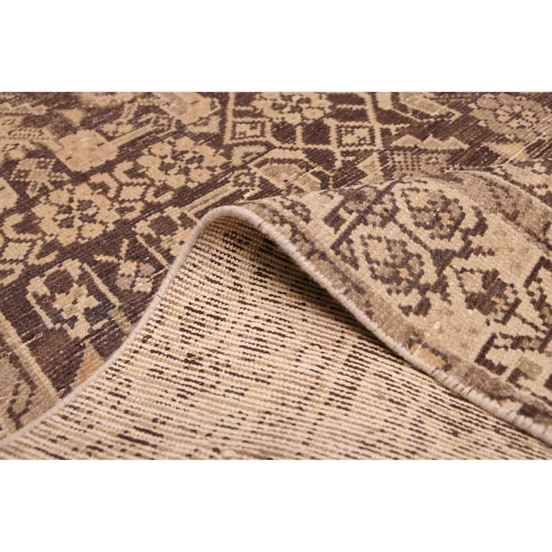 ECARPETGALLERY Hand-knotted Antalya Vintage Dark Brown Wool Rug - 3'3 x 8'8