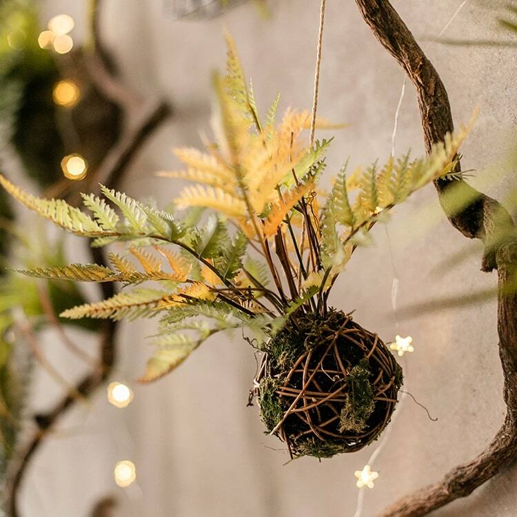 RusticReach Autumn Color Artificial Fern Ball Plant