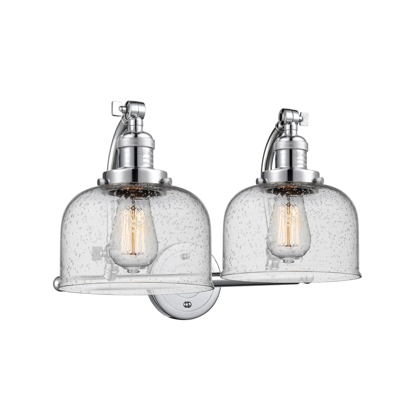 Innovations Lighting Large Bell 2 Light 18" Wide Bathroom Vanity Light - Polished Chrome / Seedy