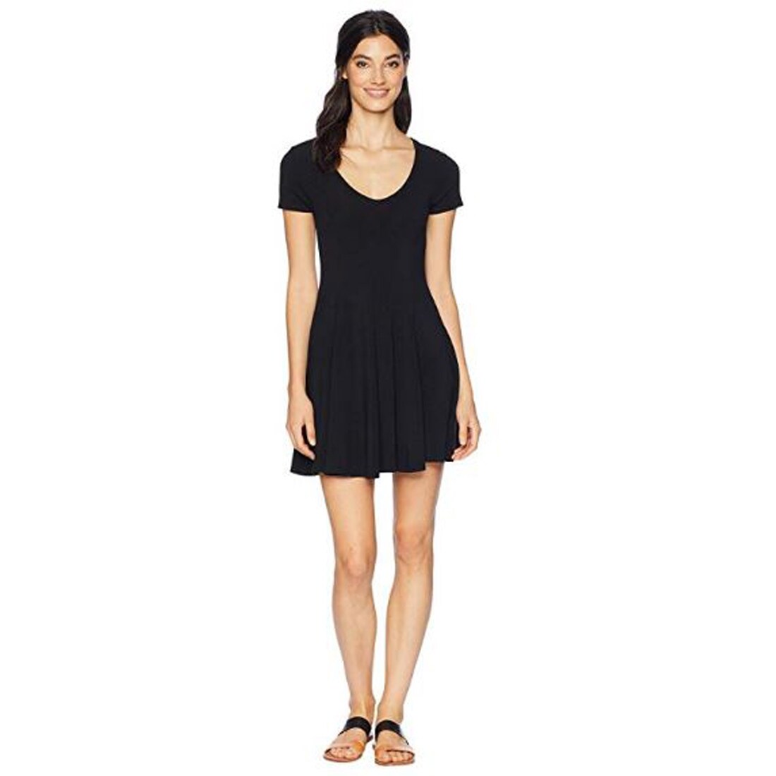 plunge fit and flare dress
