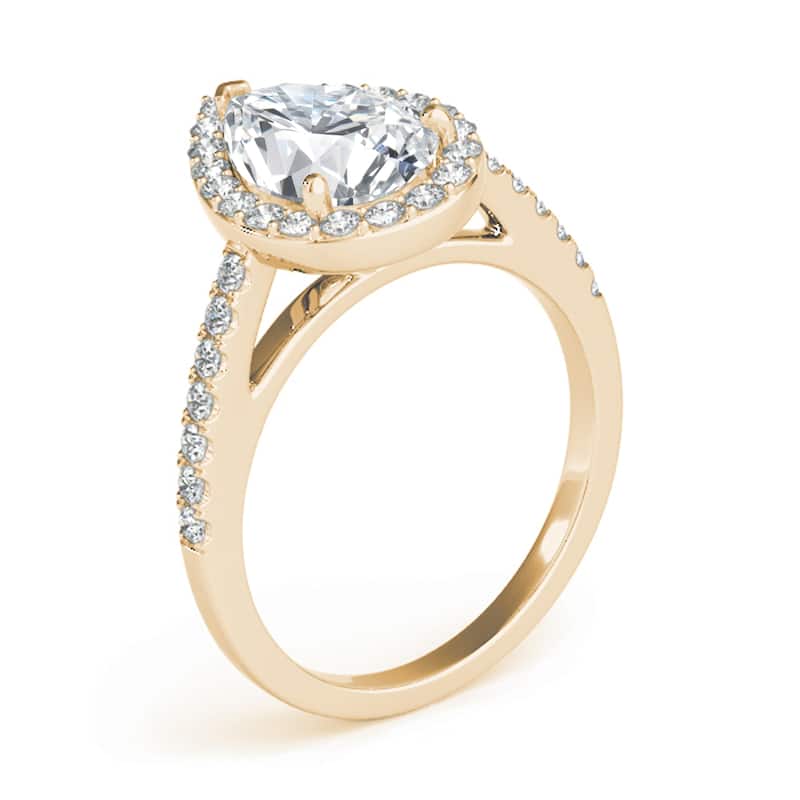 Auriya 14k Yellow Gold Lab Grown Pear Diamond Halo Engagement Ring 0.50 to 5.00 ct. tw. (F-G VS)