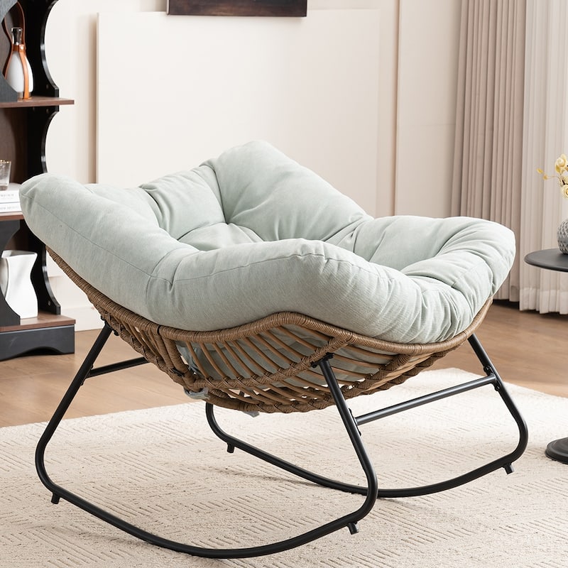 Rocking Chair, Chenille Upholstered Accent Chair, Modern Nursery Rocking Chair for Living Room, Bedroom, Apartment
