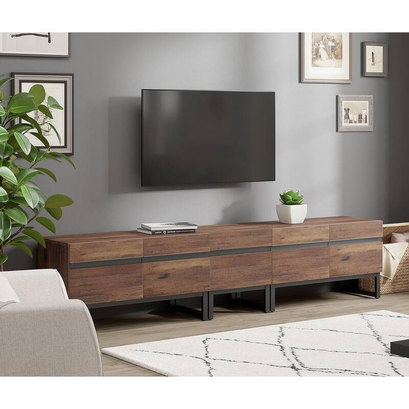 WAMPAT Modern TV Stand for TVs up to 50 inch TV, 2 in 1 Entertainment Center TV Console with Storage Cabinets and Metal Base