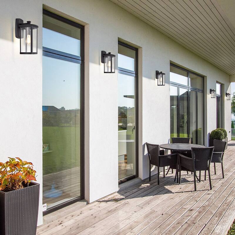 1-light Textured Black Outdoor Wall Lantern