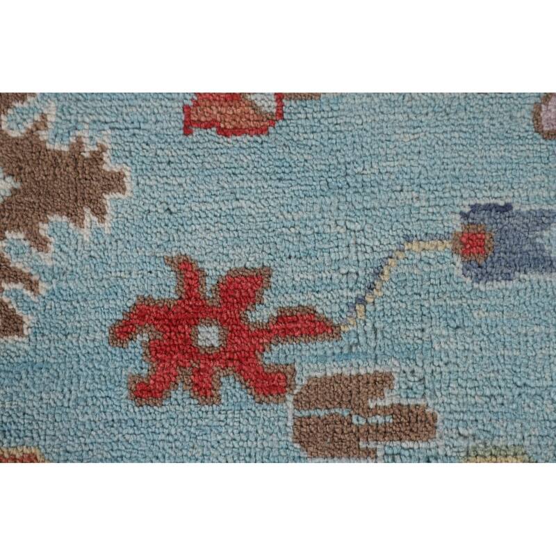 Light Blue Oushak Area Rug Handmade Wool Carpet - 9'0" x 11'9"