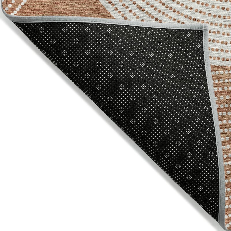 Machine Washable Indoor/ Outdoor Geo Circles Chantille Rug