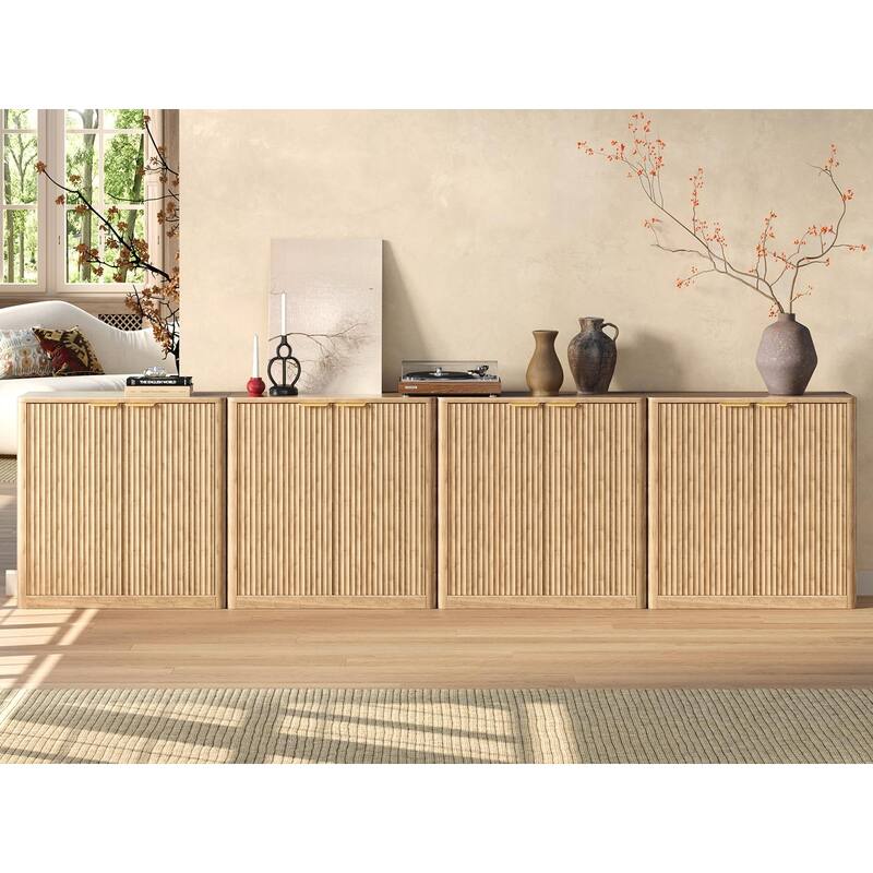 126" Buffet Cabinet with Storage, Fluted Sideboard with Adjustable Shelves for Living Room, Dining Room, Kitchen