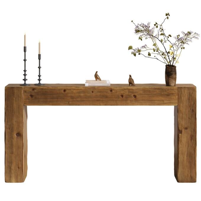 Solid Wood Console Table, 63-inch Farmhouse Entryway Table