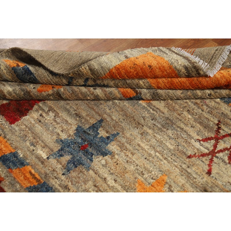 Geometric Moroccan Oriental Area Rug Hand-Knotted Wool Carpet - 5'8" x 7'6"