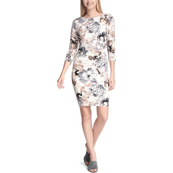 Shop Calvin Klein Womens Wear To Work Dress Ruched Floral