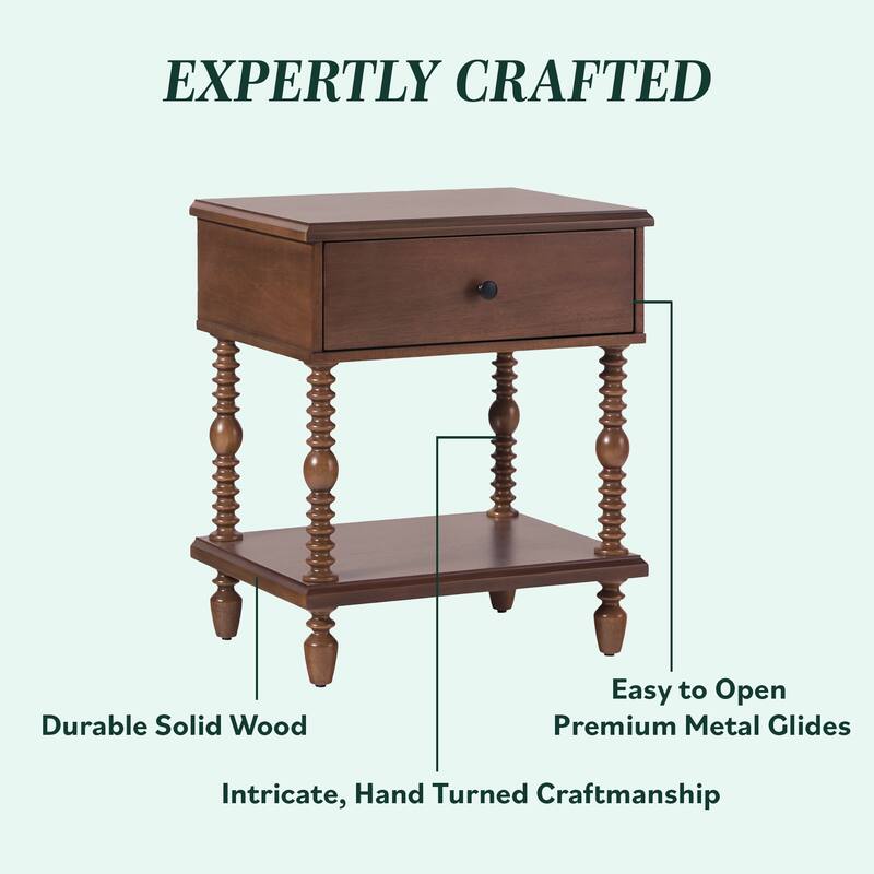 Walker Edison Easy Assembly Solid Wood 1-Drawer Nightstand (Set of 2)