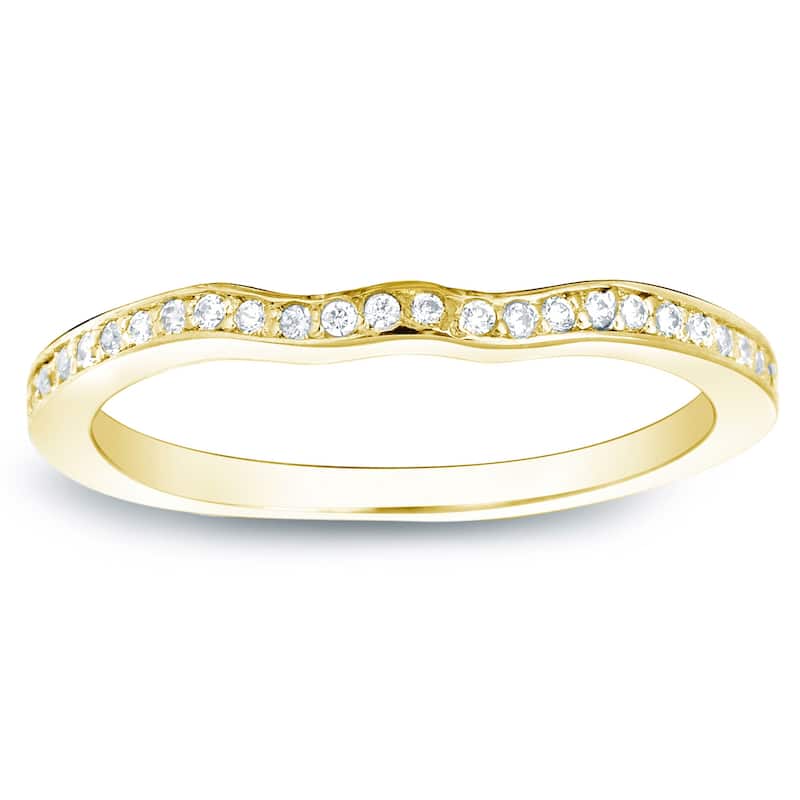 Auriya 1/4ctw Curved Diamond Wedding Band 14k Gold