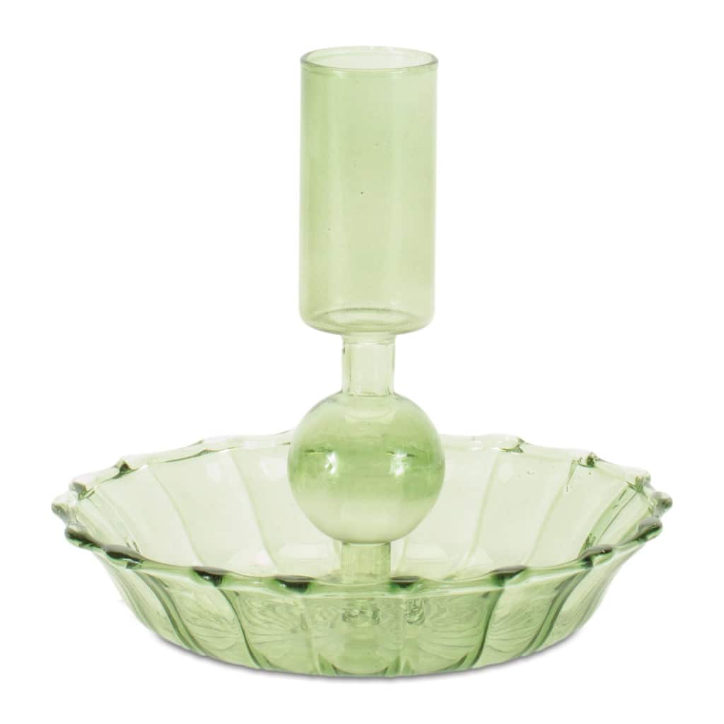 Green Glass Taper Candle Holder (Set of 3)