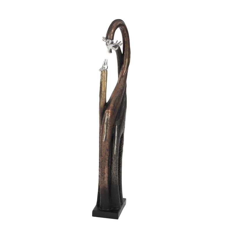 Polystone Giraffe Sculpture - Brass - Roche River Decor - 3"W x 5"L x 22"H