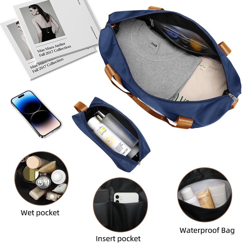 5-Piece, Luggage Sets, Hard-Shell Expandable Suitcases with Duffel Bags and Spinner Wheels, for Boarding Travel, Blue