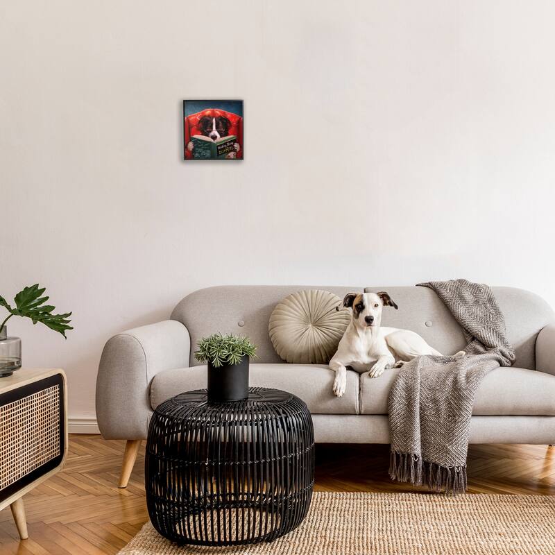 Stupell Herding Sheep Dog Reading for Dummies Funny Painting Framed Giclee Art Design By Lucia Heffernan - Multi-Color