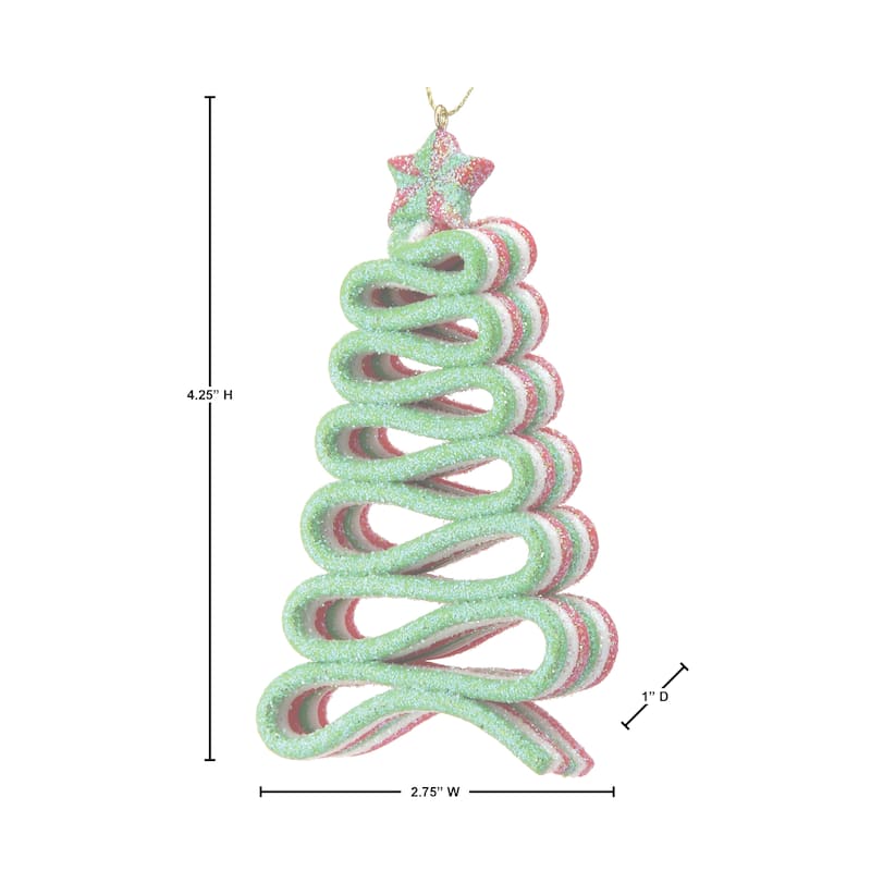 5" Acrylic Ribbon Candy Tree Ornament Set of 6