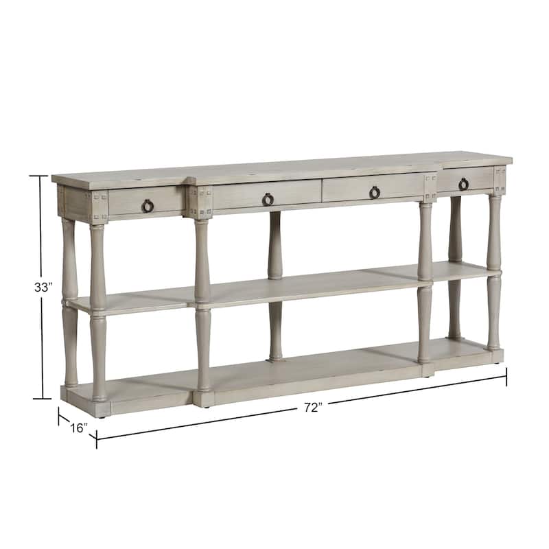 Wilshire Breakfront - Three Tier Distressed Light Grey Console