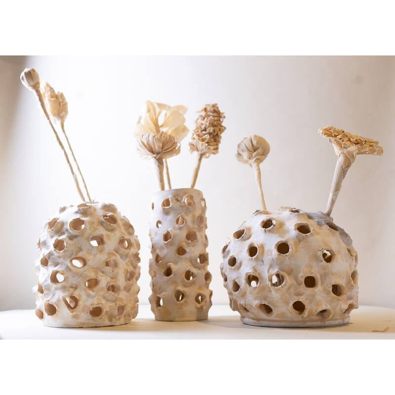 Large Round Clay Dome Tabletop Accent Decoration - 11.5" - Cream