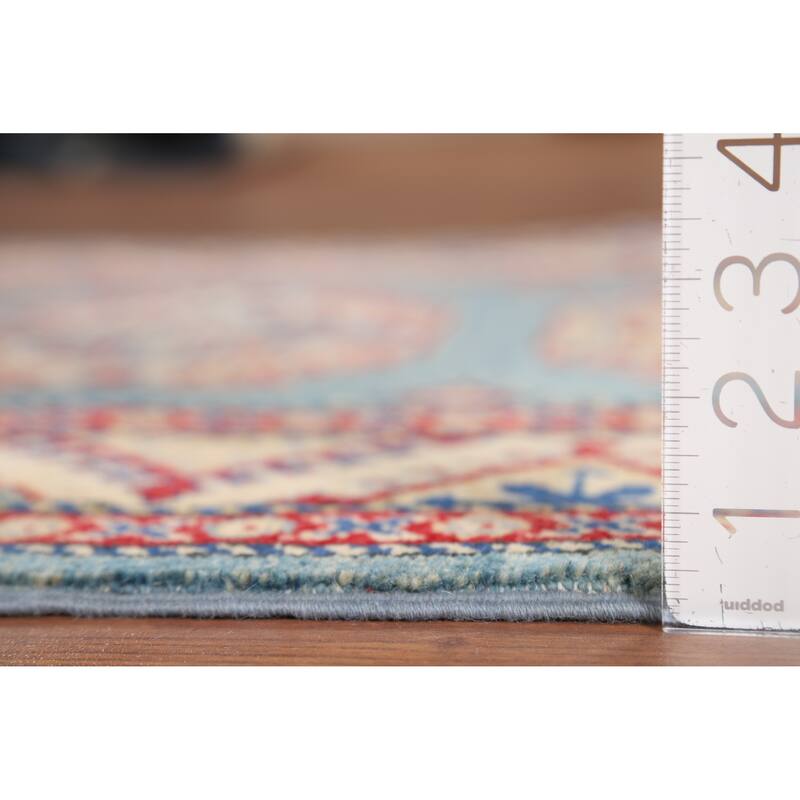 Light Blue Kazak Runner Rug Handmade Wool Carpet - 2'11" x 9'7"