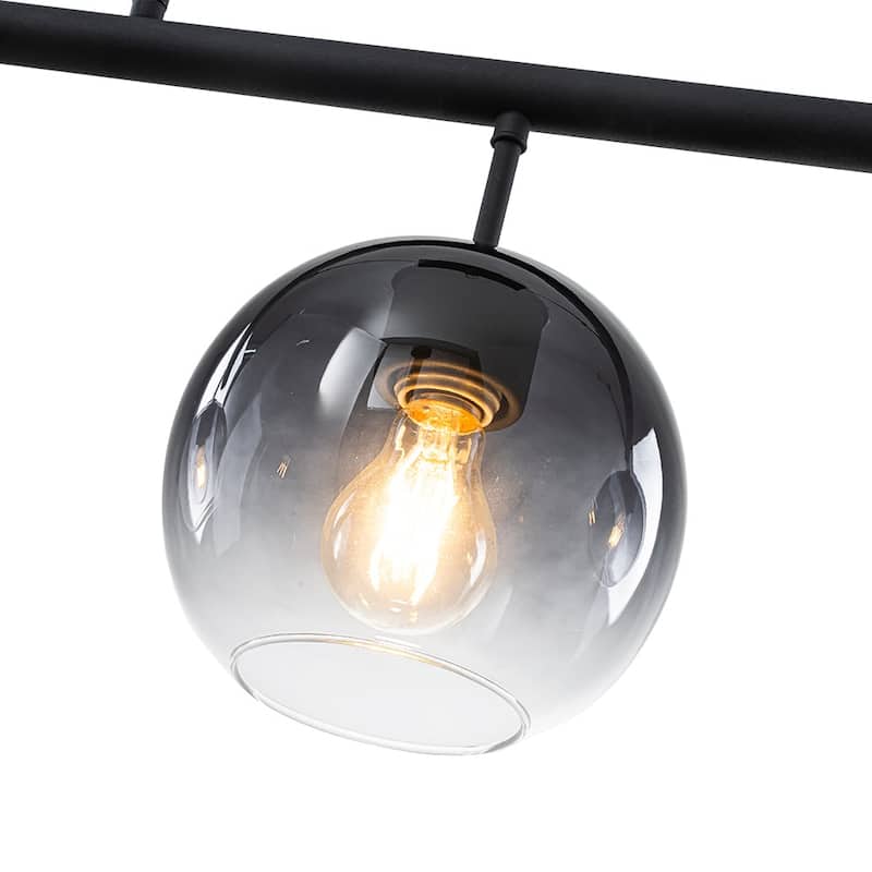 Contemporary 3-Light Gradient Grey Glass Globe Linear Chandelier