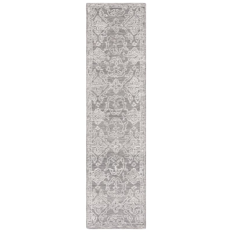 SAFAVIEH Handmade Ebony Etelca Modern Wool Rug - 2'3" x 9' Runner - Ivory/Grey