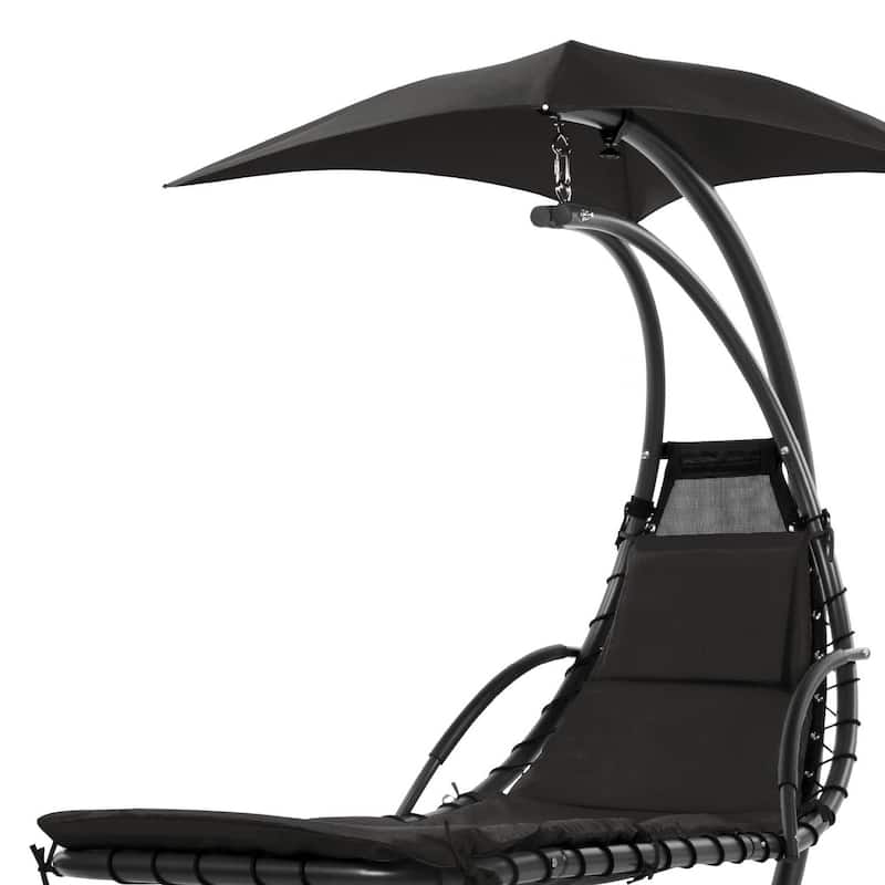 Polyester Hammock Chair Porch Swing with Canopy and Cushion - 73"(L) × 46"(W) × 78"(H)