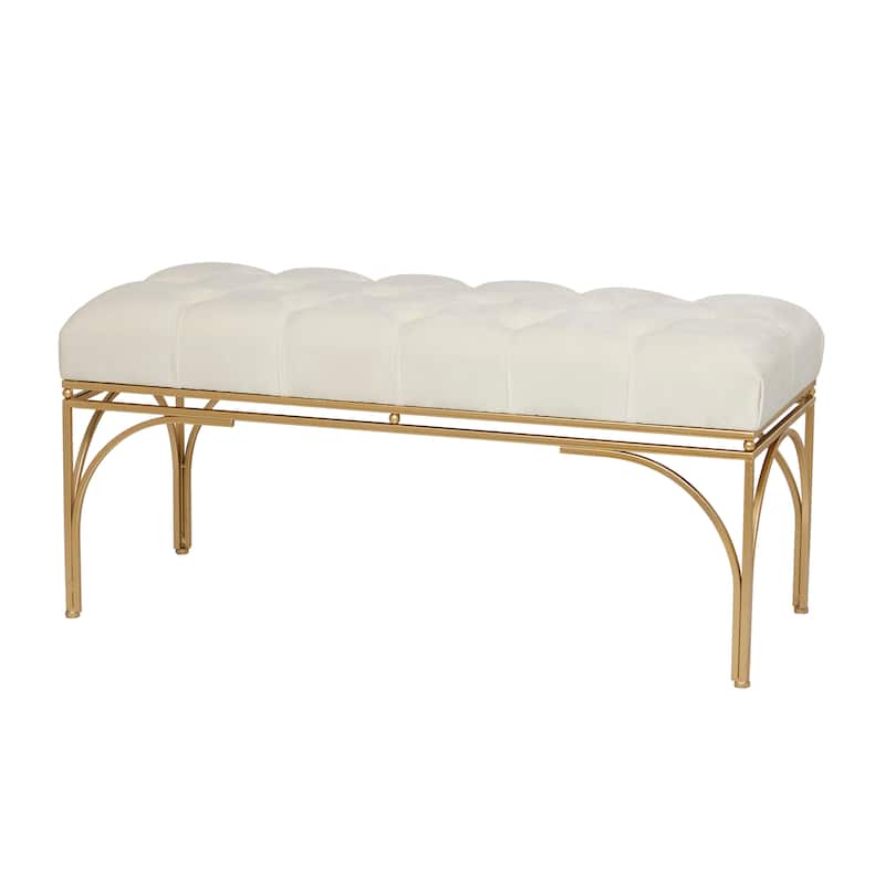 Velvet Bench with Gold Legs - Gray, Black or White - Roche River Decor