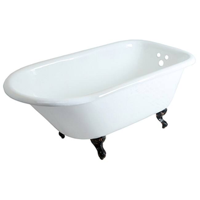 Kingston Brass Aqua Eden 60" Clawfoot Cast Iron Soaking Tub with - White / Oil Rubbed Bronze