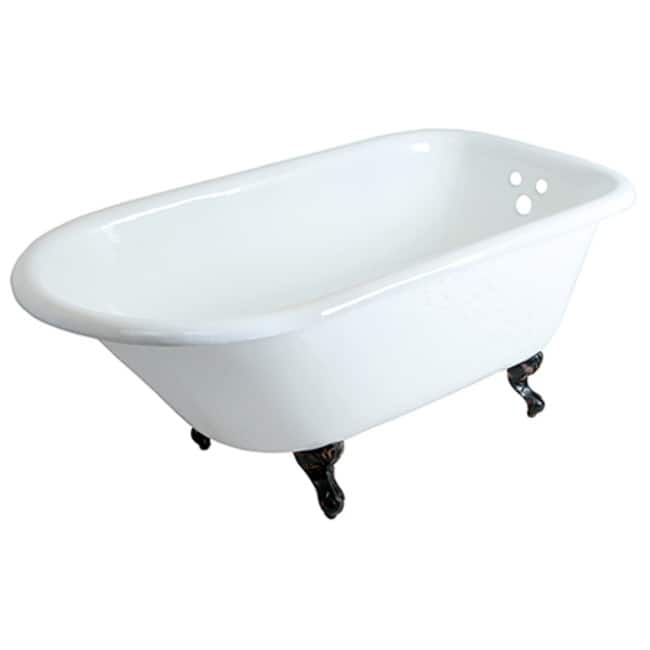 Kingston Brass Aqua Eden 60" Clawfoot Cast Iron Soaking Tub with