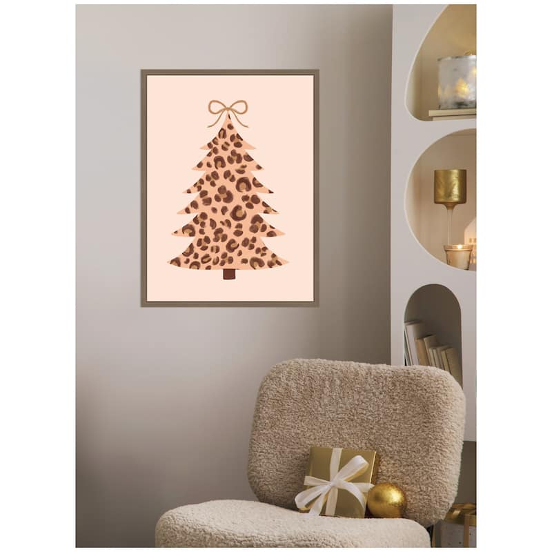 Kate and Laurel Sylvie Framed Canvas Trendy Tree by Aislinn Simmonds Duchess Plum