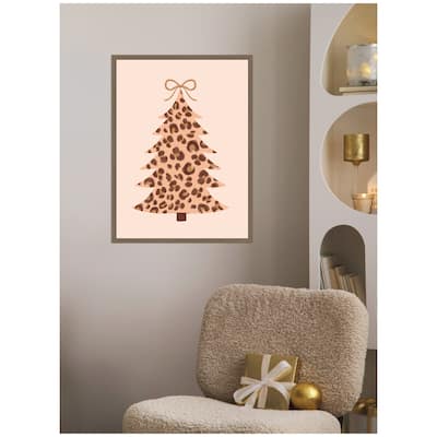 Kate and Laurel Sylvie Framed Canvas Trendy Tree by Aislinn Simmonds Duchess Plum