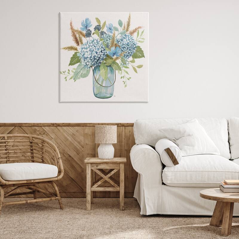 Stupell Hydrangea in Mason Jar Canvas Wall Art Design By Nan
