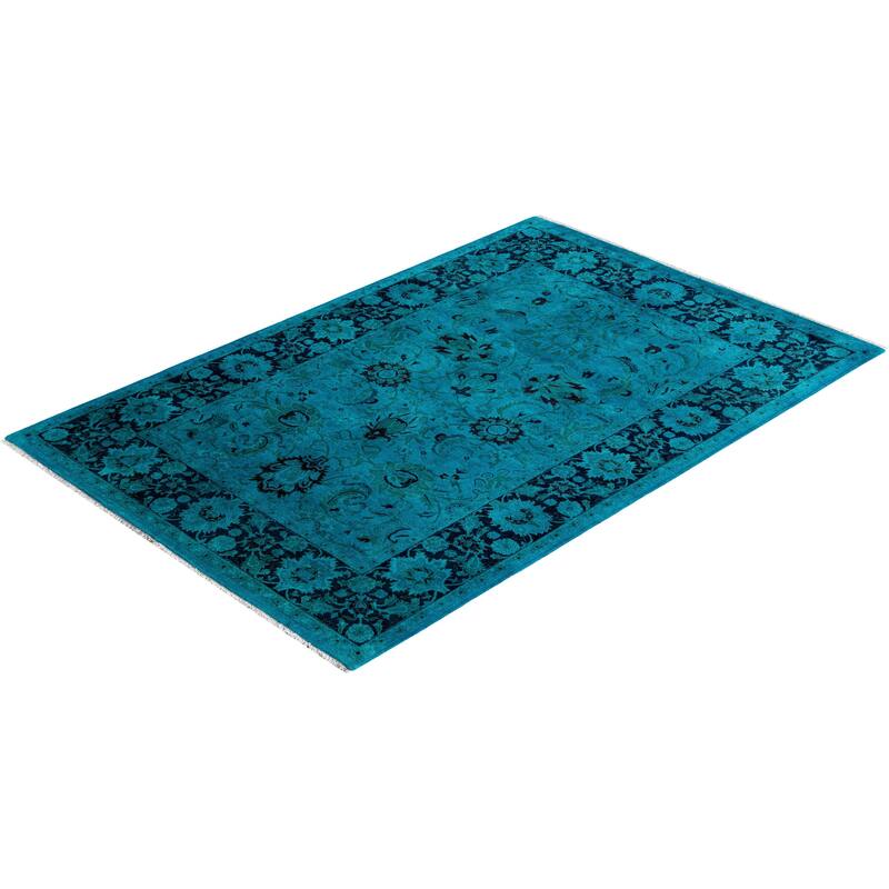 Contemporary Overdyed Wool Hand Knotted Area Rug - 4' 0" x 6' 1"