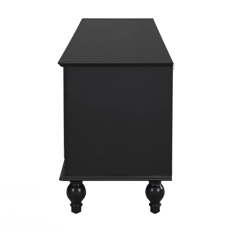 Modern TV Stand for TVs up to 80 Inches, Entertainment Center with Open Compartment, TV Storage Cabinet with 2 Drawers