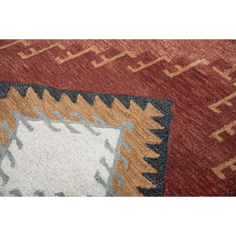 Alora Decor Durango Southwest Tribal Rust Hand-tufted Wool Rug