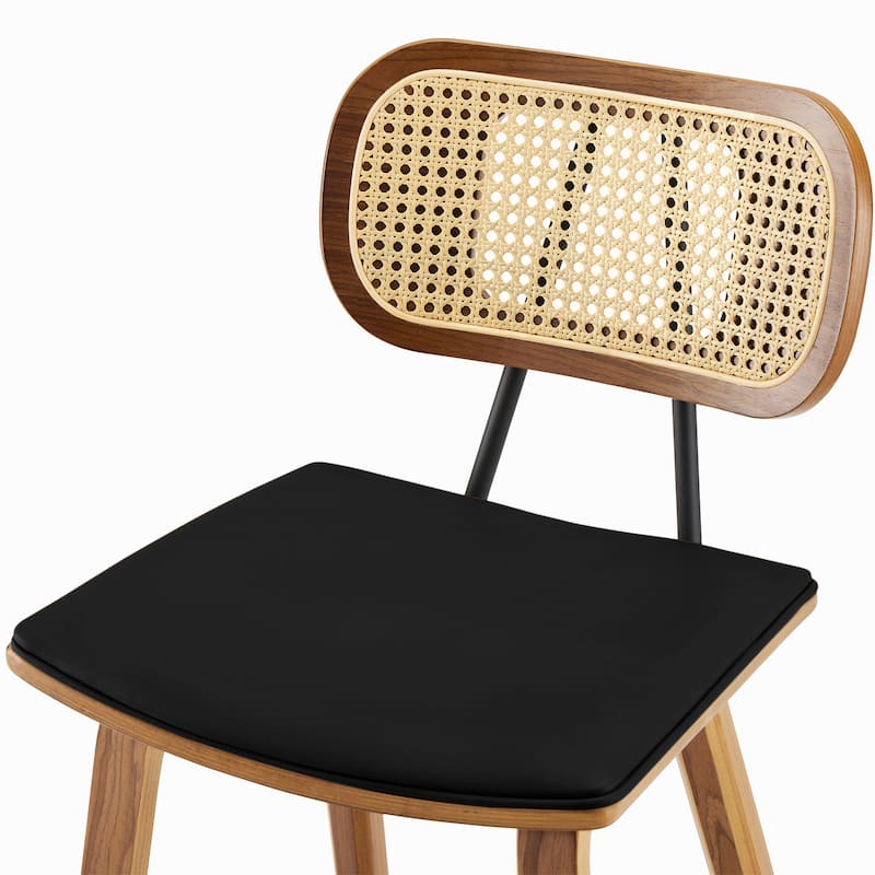 26-inch Wood Counter Height Bar Stools with Rattan Back
