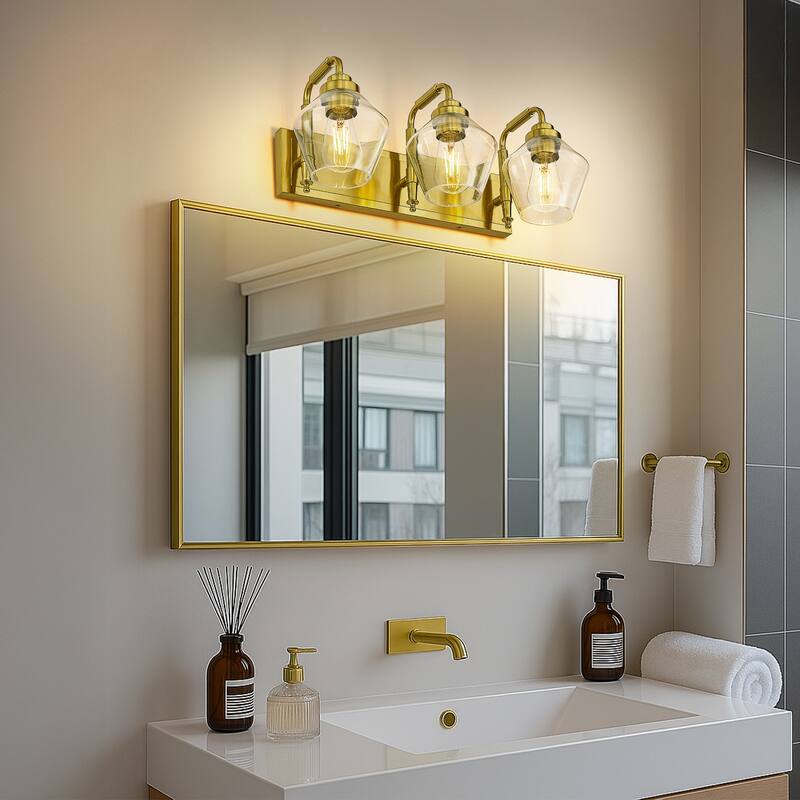 Modern 3/4-Light Bathroom Vanity Light in Oil-Rubbed Bronze/Gold