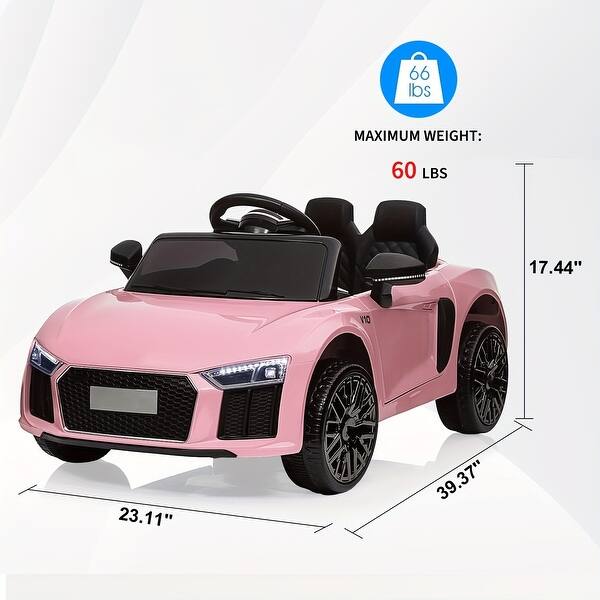 Ride-On Car, 12V Battery Electric Toy Car with MP3 Player, 4 Wheel Shock Absorbers, Best Gift for Christmas, Pink