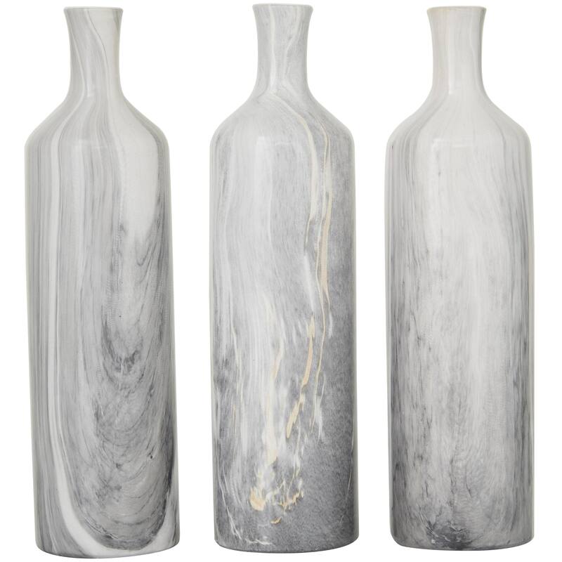 Ceramic Faux Marble Decorative Vase - Set of 3 Gray - CosmoLiving by Cosmopolitan