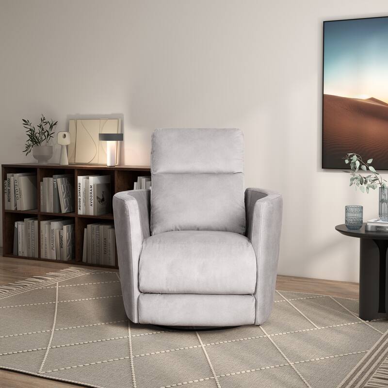 Ainsley Modern Microsuede Fabric Power Recline Swivel Glider Recliner