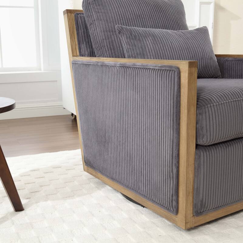 Swivel Barrel Chair, Comfy Accent Sofa Chair for Living Room, 360 Degree Swivel Barrel Club Chair