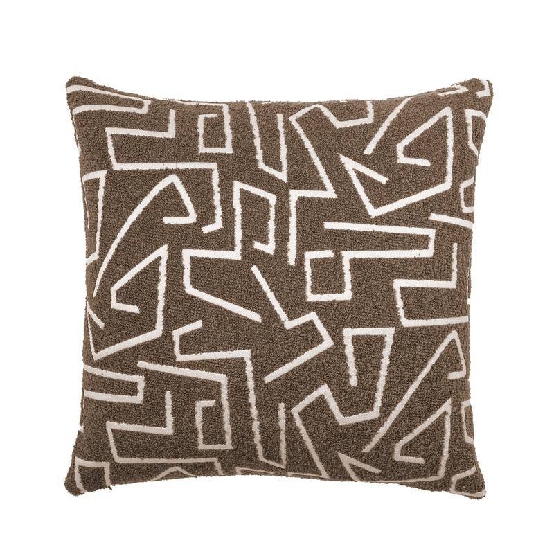 Austin Horn Classics Contempo Decorative Pillow – 22"x22", Boucle Jacquard Fabric, Reversible - Latte - Feather Down