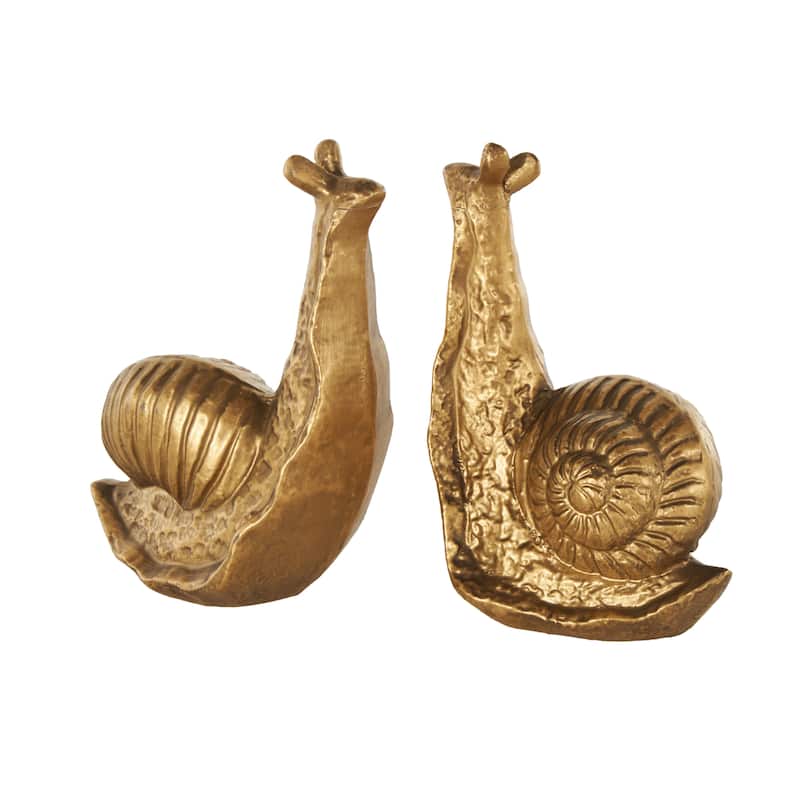Metal Snail Standing Decorative Bookends - Set of 2 Gold - Roche River Decor - 4"W x 5"L x 7"H