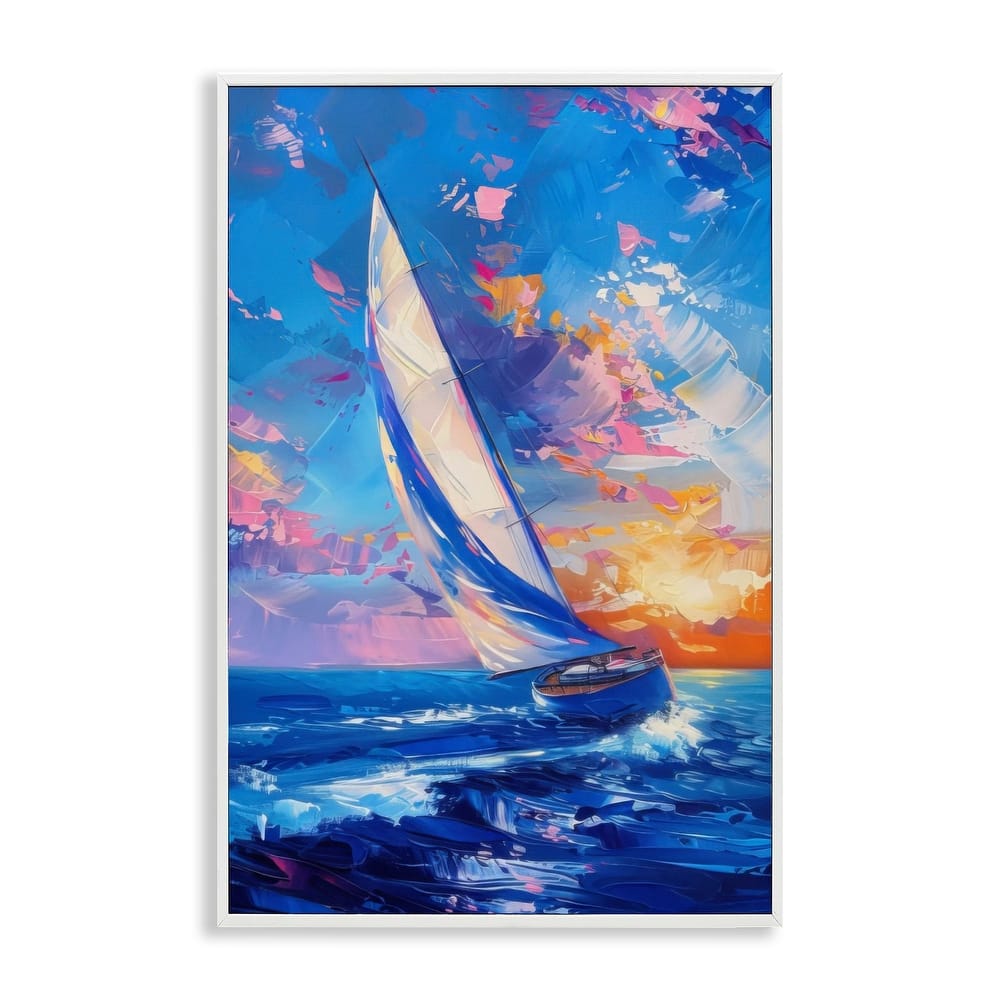 Stupell Abstract Boat at Sunset Framed Giclee Art Design By LSR Design Studio