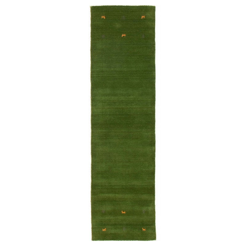 Kashkuli Gabbeh Green Rug 2'8" x 9'9" - 2'8 x 9'9 - Green - 2'8 x 9'9