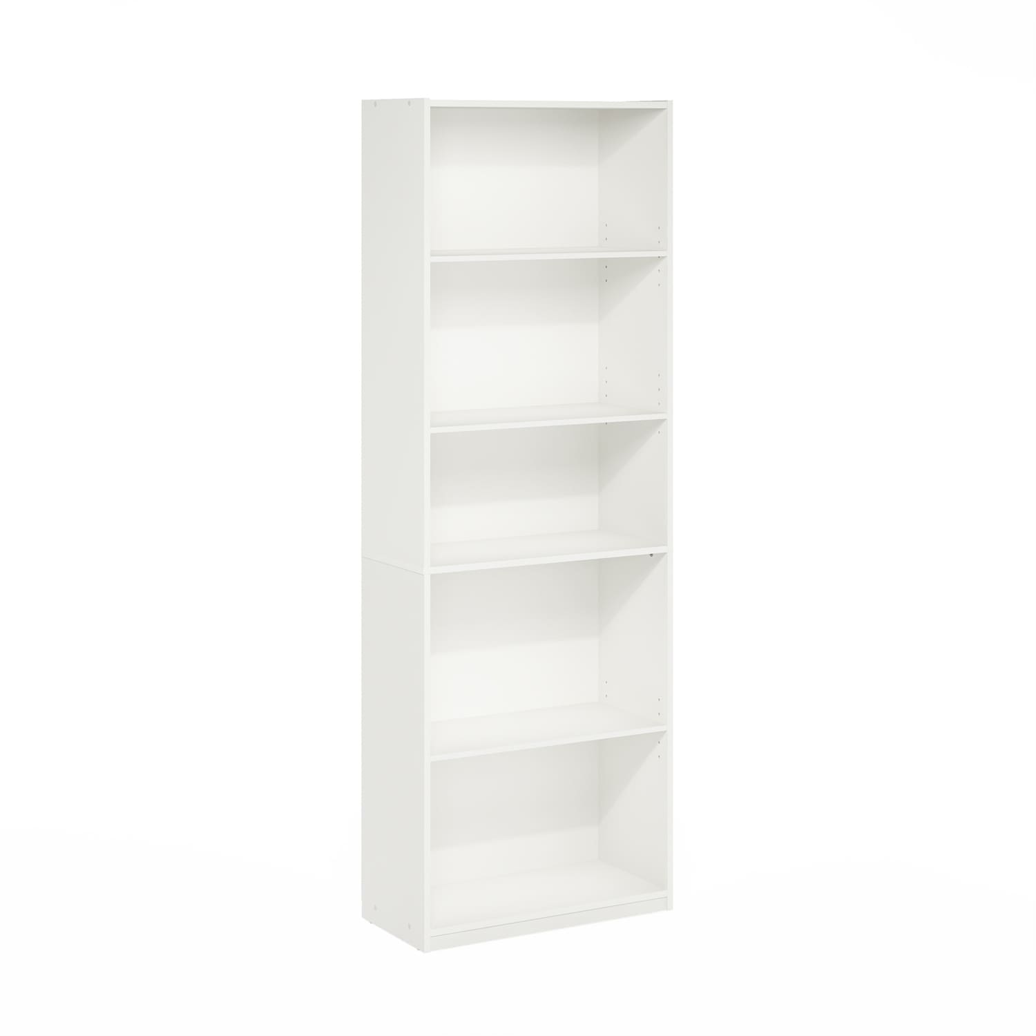 71.42 in. Tall White Wood 5-Shelf Bookcase