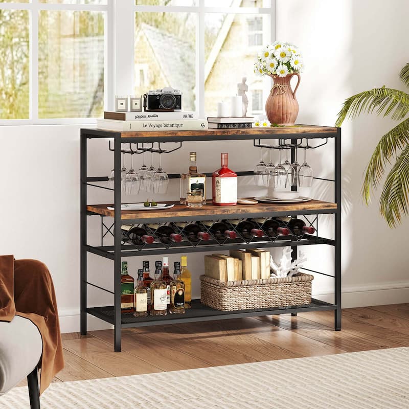 Costway 41" Wine Rack with 4 Glass Holders Wide Countertop Middle & - See Details