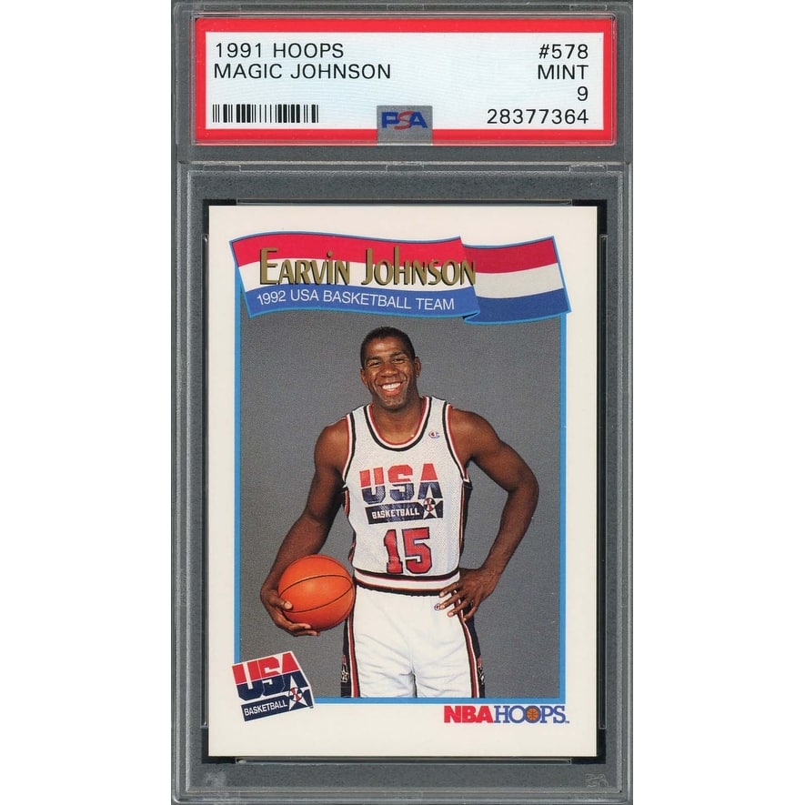 Magic Johnson USA 1991 Hoops Basketball Card #578 Graded PSA 9 MINT - 8'6" x 11'6"